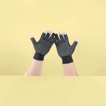 Anti-slip and wear-resistant black dot-patterned gloves, breathable cotton thickened fingertip work gloves for both men and women Anti-slip and wear-resistant black dot-patterned gloves, breathable cotton thickened fingertip work gloves for both men and women